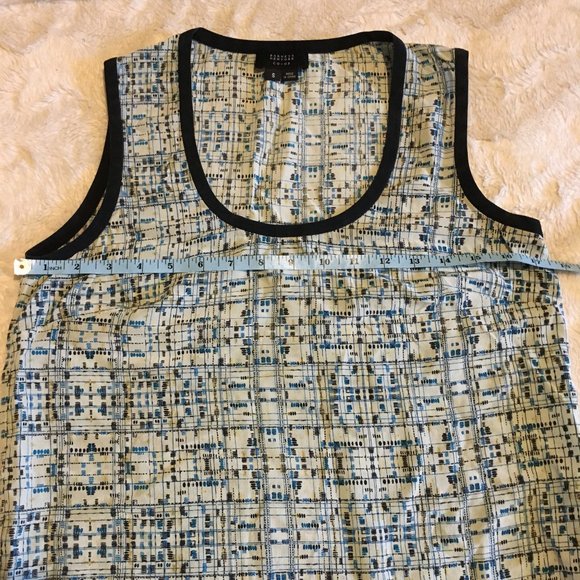 100% Silk Black Trim Art Museum Tank Top - Picture 6 of 11